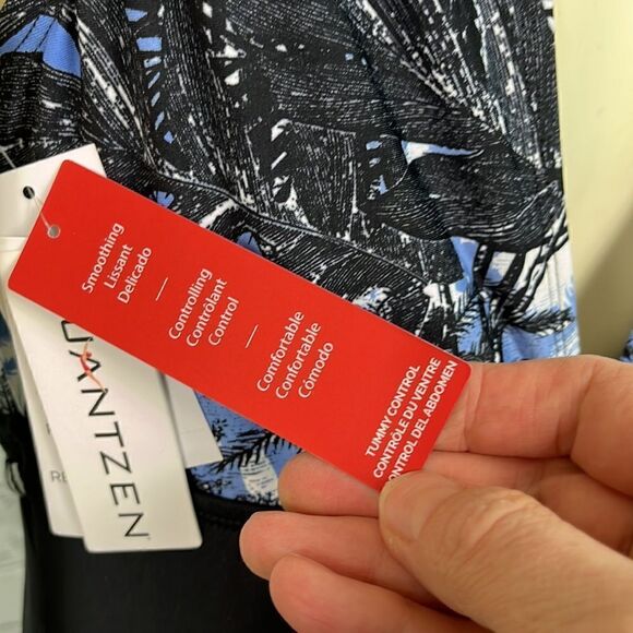 Jantzen One Piece Swimsuit Black Blue Palms Size 10 - Picture 10 of 12